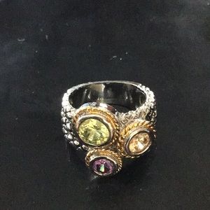 Women’s gemstone silver plated ring.